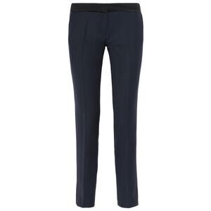 PALLAS Aurore Satin-trimmed Wool Blend Slim-leg Pants Black Classic Elegant L